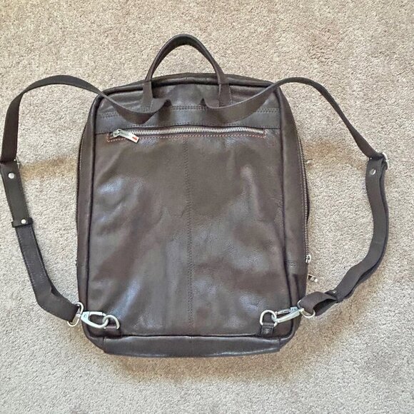 Gianni Conti Leather Unisex Backpack Brown - Picture 14 of 14